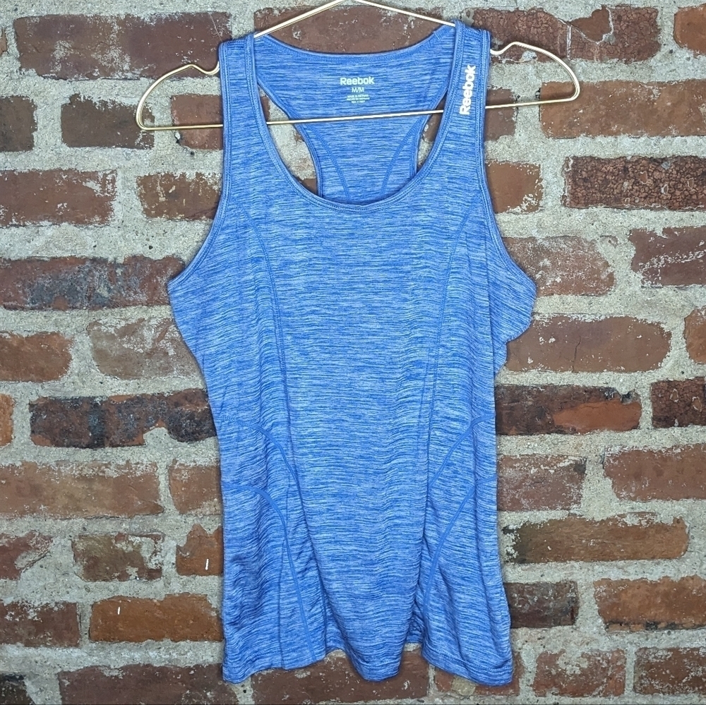 Reebok Medium Heather Blue Racerback Workout Tank Top